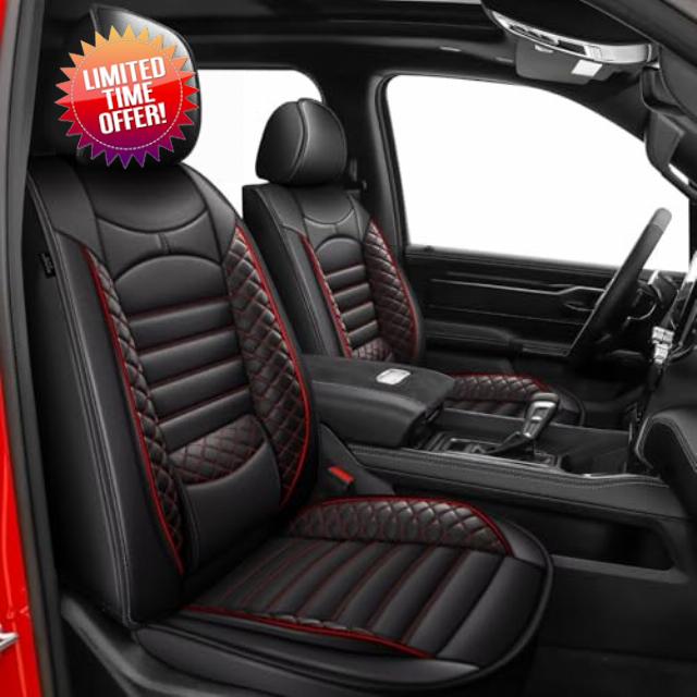 AOMSAZTO Car Seat Covers Full Set Fit for Dodge RAM 2002-2024 1500 2500 3500 Truck Pickup Crew Quad Cab with Curved Bench