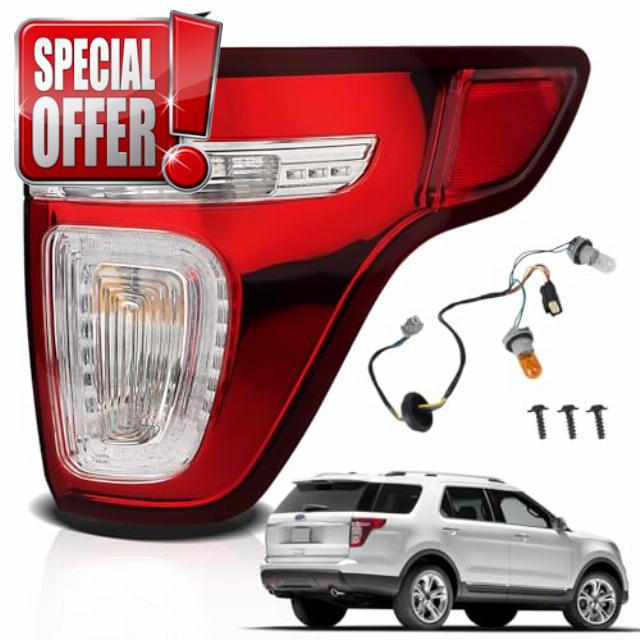 Tail Lights Compatible with 2011 2012 2013 2014 2015 Ford Explorer Rear Brake Lamp Assembly With Wire Harness and Bulbs Replace BB5Z13404C BB5Z13404D (2011-2015 Ford Explorer