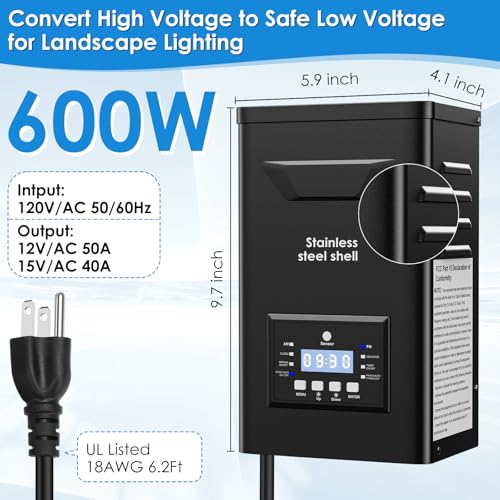LoyeeBlis Landscape Light Transformer with Timer and Photocell Sensor