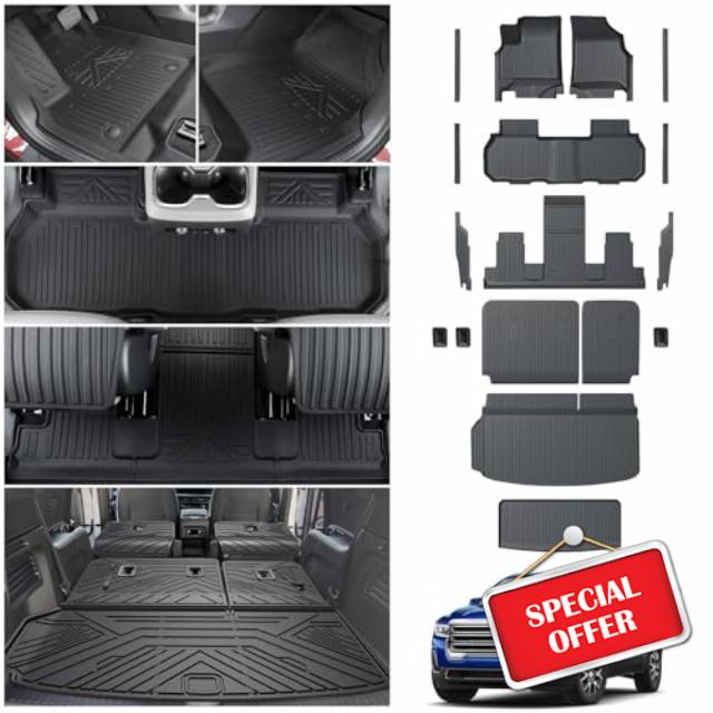 Floor Mats & Cargo Liners & 3rd Row Backrest Seat Cover for 2024 2025 GMC Acadia Fuel (Not for EV)