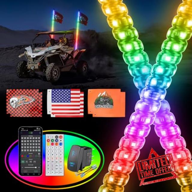 2PCS 6FT Whip Lights for UTV ATV with DIY Length