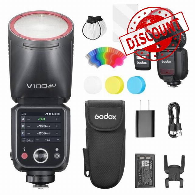 GODOX V100C Flash V100-C 100w Round Head Touch Screen Flash for Canon