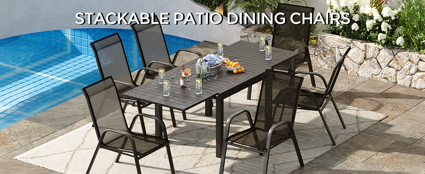 Patio Stackable Chairs Set of 4