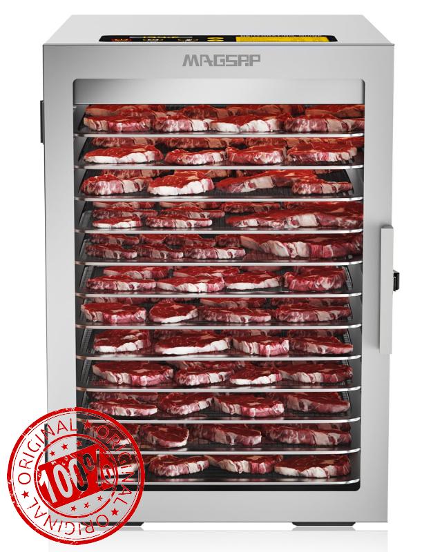12-Tray Stainless Steel Food Dehydrator with Double Air Blower for Jerky & Meat | 194℉ Adjustable Temperature