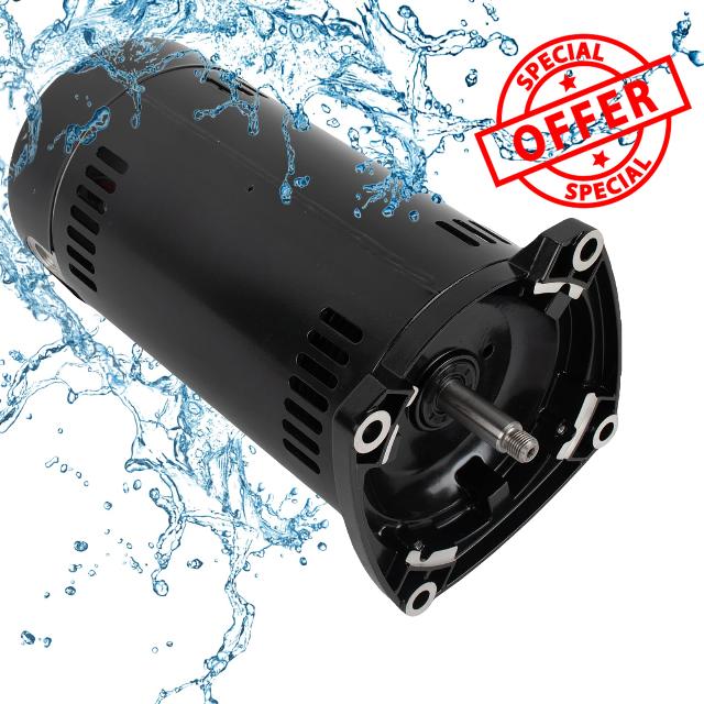 USQ1102 Square Flange Pool Pump Motor 1 HP Single Speed Compatible with AO Smith 1 HP Capacitor Start Single Speed StaRite Dura-Glas Max-E-Glas P2RA5E-181L