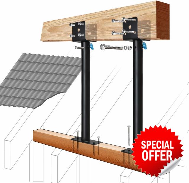 2Pack 3.6" Saddle Stainless Steel Roof Riser for Patio Pergola