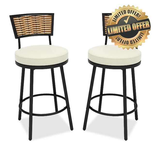 Patio Swivel Bar Stools Set of 2