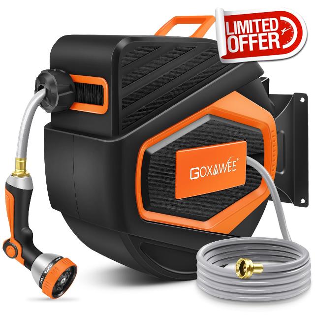 GOXAWEE Retractable Garden Hose Reel