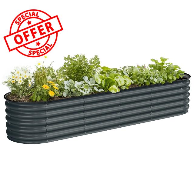 8x2x1.5ft Raised Garden Bed-Outdoor Galvanized Planter Box for Vegetables