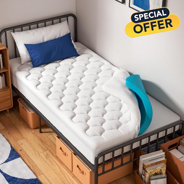 OhGeni Cooling 4 inch Dual Layer Twin XL Mattress Topper