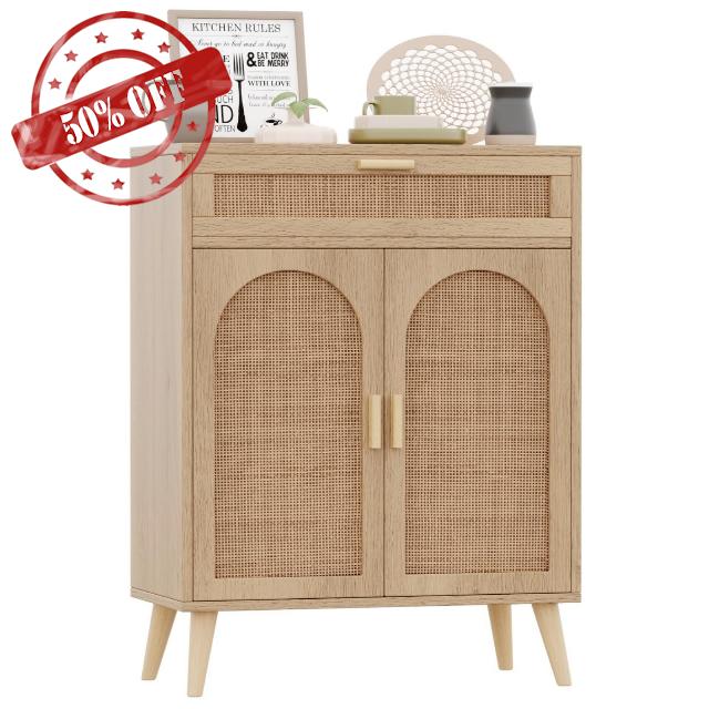 Irontar Rattan Buffet Sideboard Cabinet with Storage
