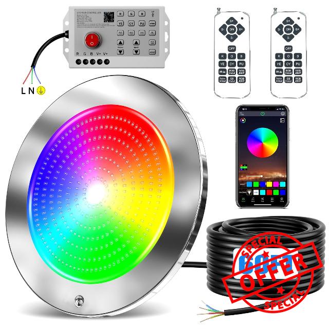 60ft Led Smart Pool Lights for Inground Pool with 3 Control Way (App/Remote/Controller)