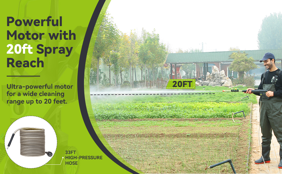 Powerful Motor with 20ft Spray Reach