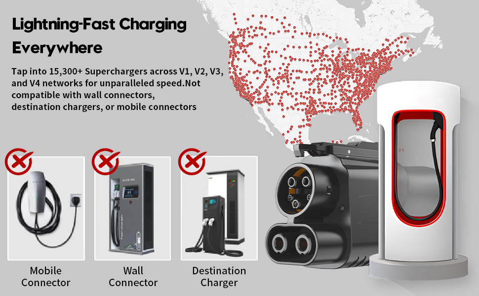 NACS to CCS1 fast charging adapter Ford Rivian Tesla Supercharger EV adapter 1000V charge connector