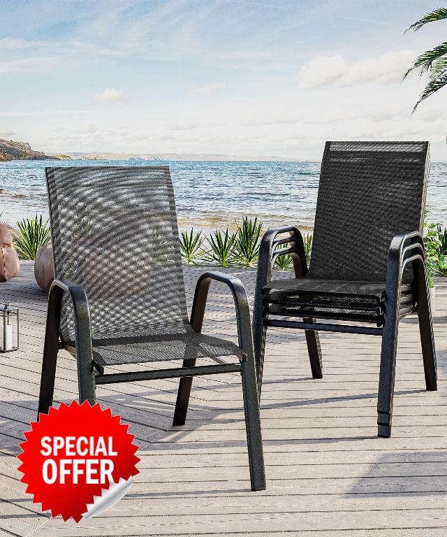 Patio Stackable Chairs Set of 4
