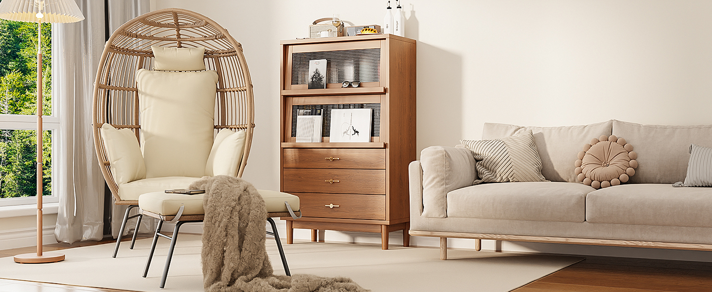 egg chair with ottoman