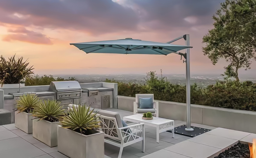 Offset Patio Umbrella Steel Plate Base