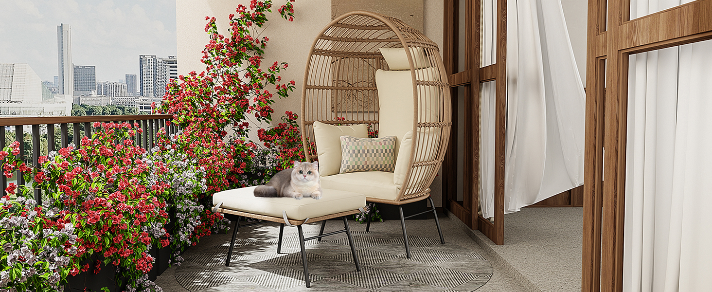 egg chair with ottoman