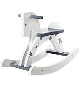 labebe - Baby Rocking Horse Wooden, Plush Stuffed Rocking Animals White, Kid Ride on Toys for 1-3...