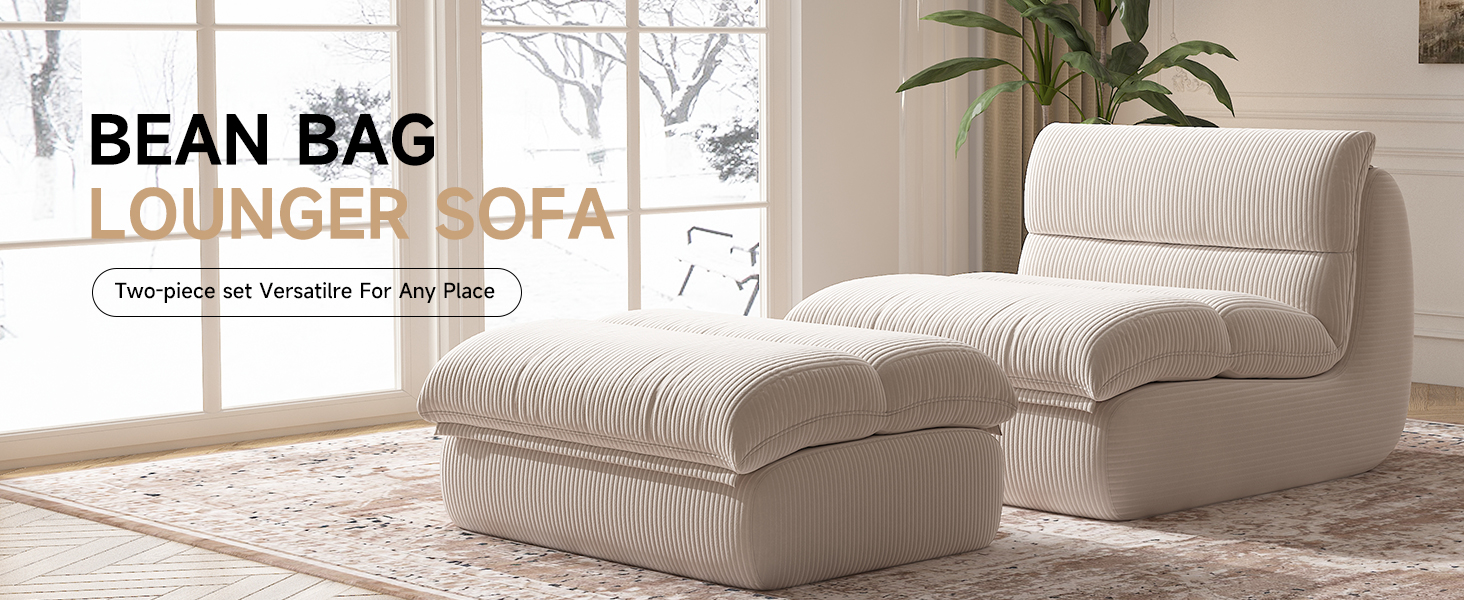 bean bag chair with ottoman