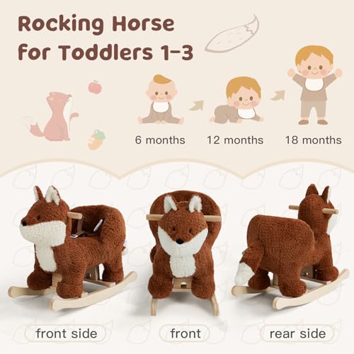 Brownish Red Fox Rocking Horse with Seat Belt