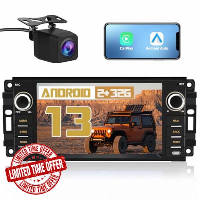 AWESAFE Android Car Stereo for Jeep Wrangler Radio 2007-2018 Chrysler Dodge Ram 1500 with Wireless Carplay