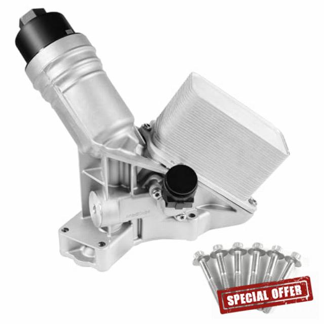 11428583895 Upgrade aluminum oil filter assembly Engine Oil Cooler Housing for BMW 340i 440i 540d 540i 640i 740i M240i X3 X4 xDrive fit for B58 3.0L Turbocharged Engine Only Replace# 11428583901