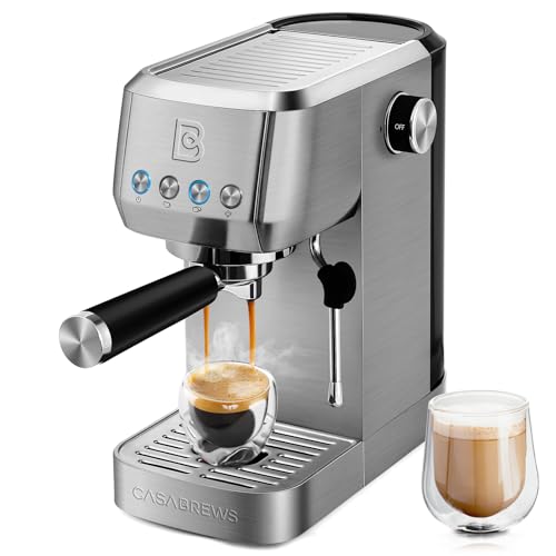 Stainless Steel Coffee Maker with Milk Frother Steam Wand for Cappuccino