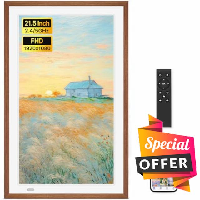 Uhale 21.5" Large Digital Picture Frame WiFi Wood with Remote Control
