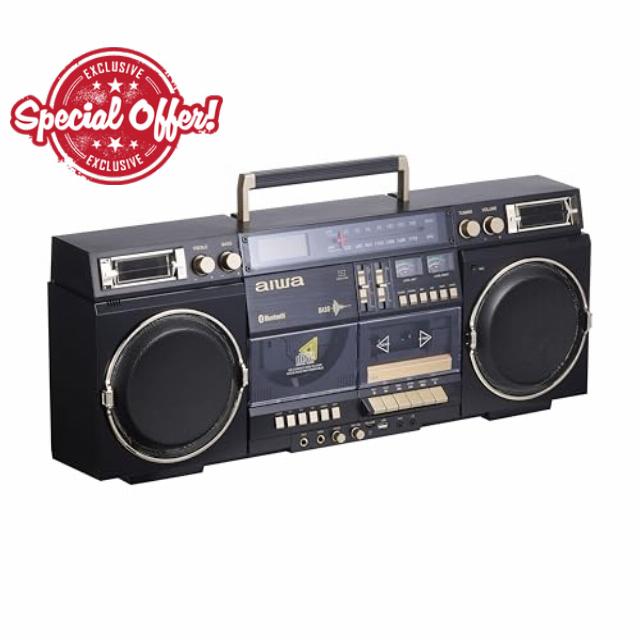 aiwa Retro Boombox CD Player with Cassette Recording