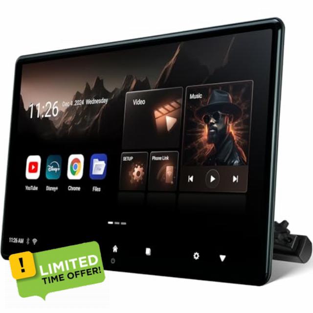 15.6 inch 4K Android.13 Car TV Headrest Monitor for Cars Back seat Rear Entertainment System