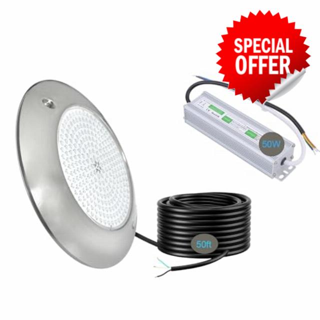 Wall Mounted 35W 12V Pool Lamp Ip68 Waterproof Cool White 316 Stainless Steel Resin Filled Underwater Led Swimming Pool Lights 50 feet Cable
