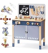 ROBUD Play Kitchen for Kids, Wooden Play Kitchen Set with Plenty of Realistic Play Features, Toy ...