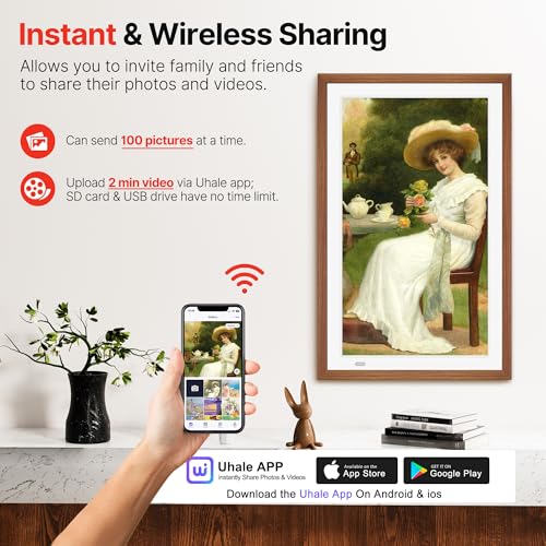 1920 x 1080 FHD IPS Display Wood WiFi Photo Frames 32GB