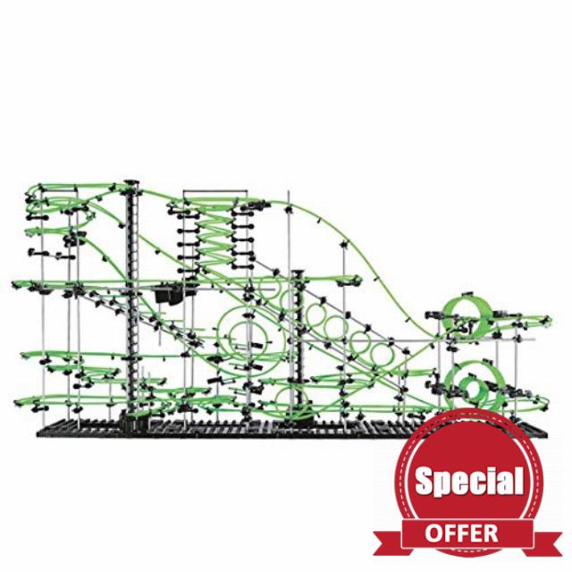 You Create The Ride! 1337pcs Level 8 Luminous Version Marble Roller Coaster Kit Space Rail with 8 Steel Balls Glow in The Dark