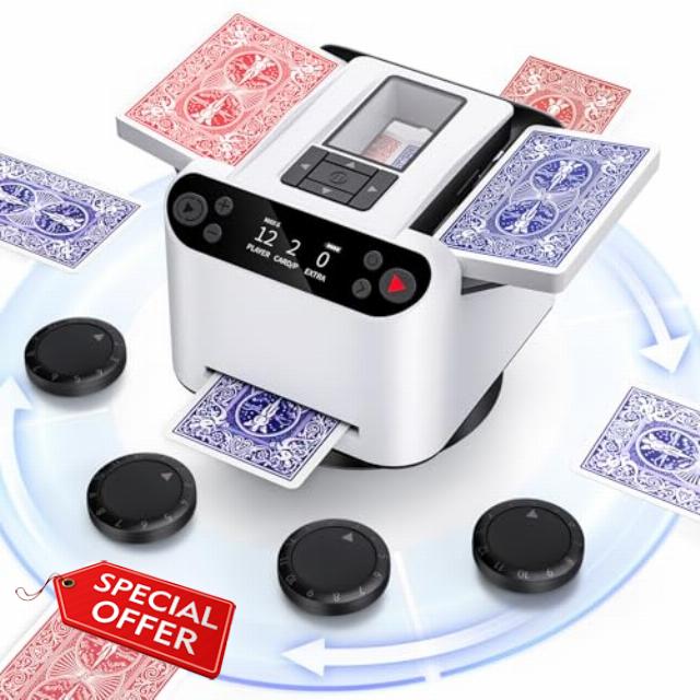 Automatic Card Shuffler and Dealer 2-in-1