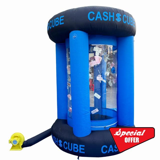 Inflatable Cash Cube Booth Inflatable Cube Cash Grab Machine Fast Inflatable Money Machine Booth Money Grab Machine with 2 Blowers for Promotion Advertising Events