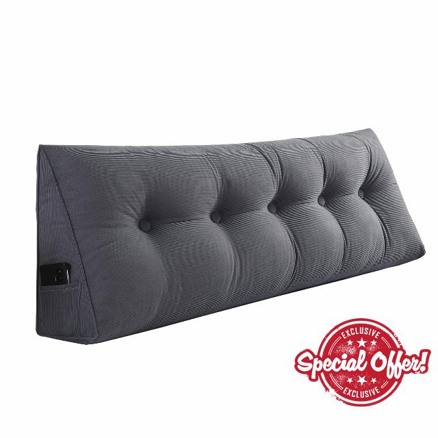 Husband headboard Pillow Large Back Rest Support Reading Pillows for Sitting in Bed for Adults Triangle Velvet Wedge Pillow headboard King Size