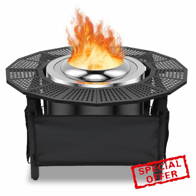 40 Inch Fire Pit Surround Tabletop for Solo Stove Bonfire Surround Fire Pit Surround for Solo Stove 24-Inch Inside Diameter Made of High-Strength Metal Fits Most Wood-Burning Stoves on The Market
