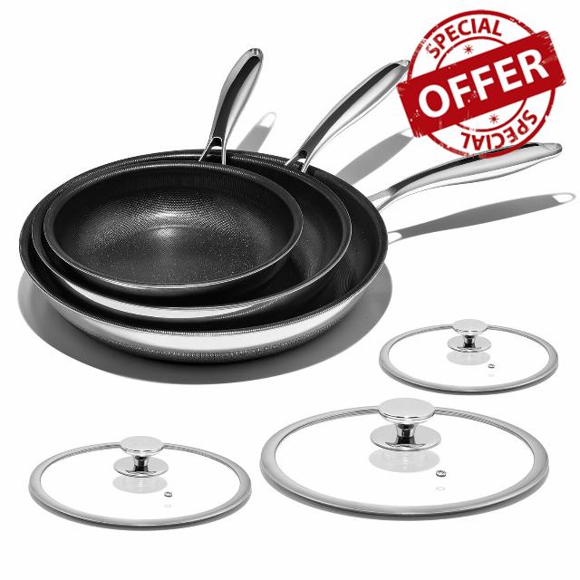 Nonstick Frying Pan Set – 8" 10" 12" Titanium Ceramic Skillet with Lid