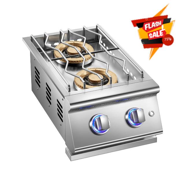 Double Grilling Side Burners for Outdoor Kitchen