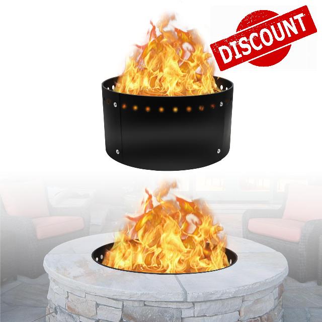 FEBTECH 24" Smokeless Fire Ring - Premium Carbon Steel Fire Pit Liner for Outdoor Fire Pits - Versatile DIY Above or In-Ground Fire Ring Insert for Backyard Outdoor Camping Bonfires & Gatherings