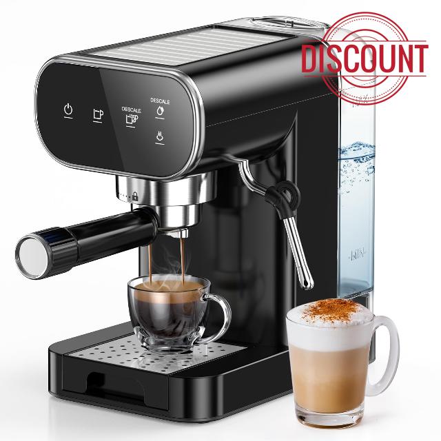 20 Bar Home Espresso Machine with Touchscreen & Steam Milk Frother