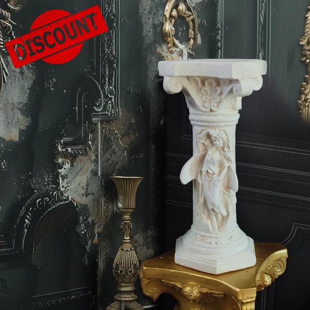 Exquisite 21.3’’H Winged Angel Roman Column Statue Oxidized Magnesium Pedestal Base for Home Garden Yard Patio Decor Event Displays