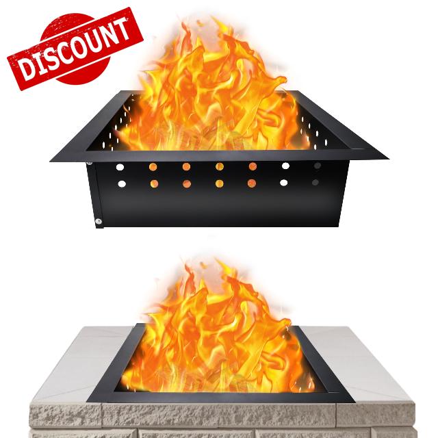 FEBTECH Smokeless Fire Ring Liner – 36 Inch Square Carbon Steel Outdoor Square Fire Pit Insert with Heat-Resistant Coating - Perfect for Backyard Bonfires