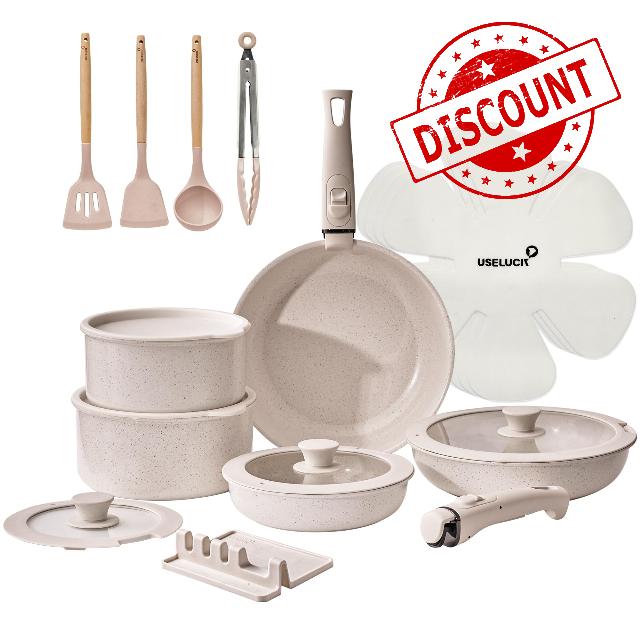 21 Piece Ceramic kitchen Cookware Set
