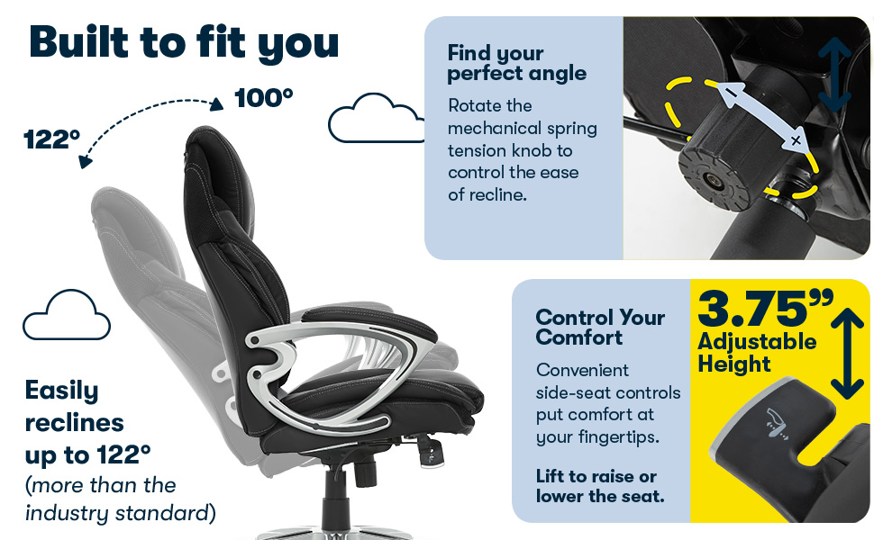 Serta, Office Chair, Comfort, Control, Ergonomic, Adjust, Back In Motion, Armrest, Posture, Strength