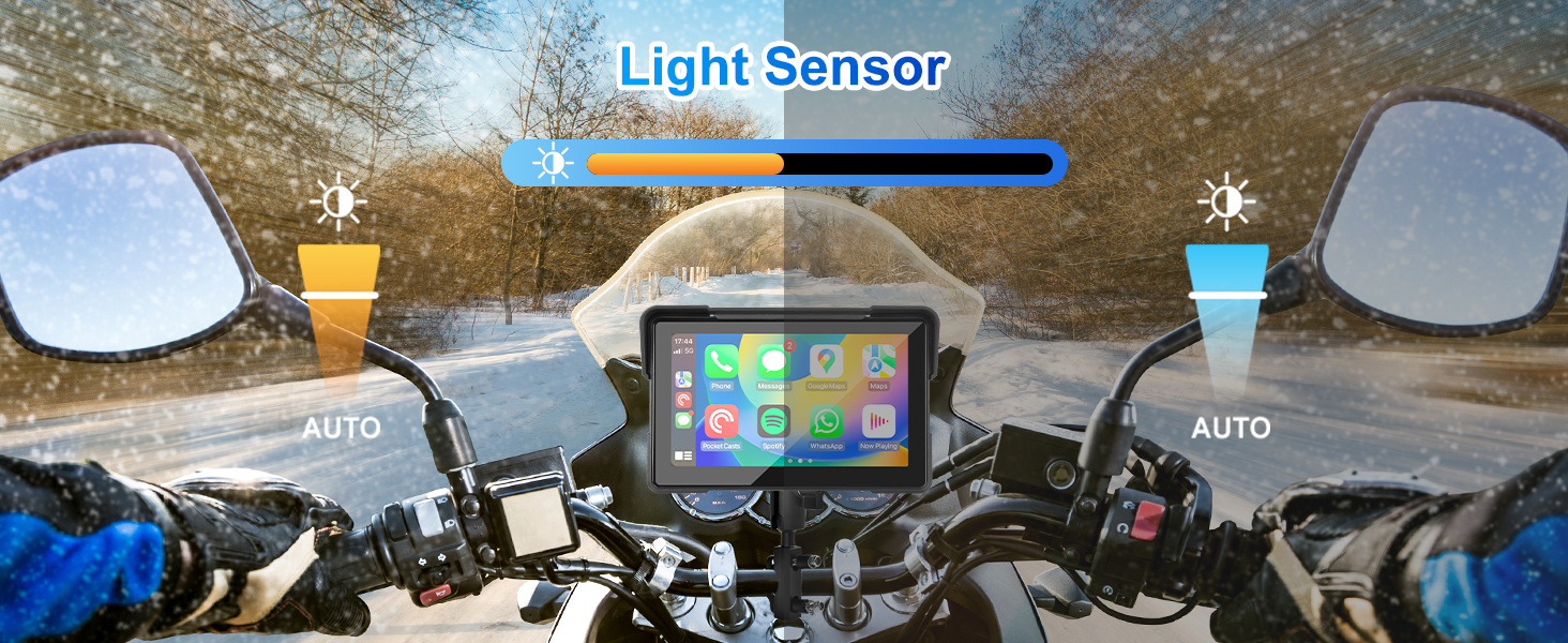 SUPTYGS 7 Inch Wireless CarPlay & Android Auto Screen for Motorcycles