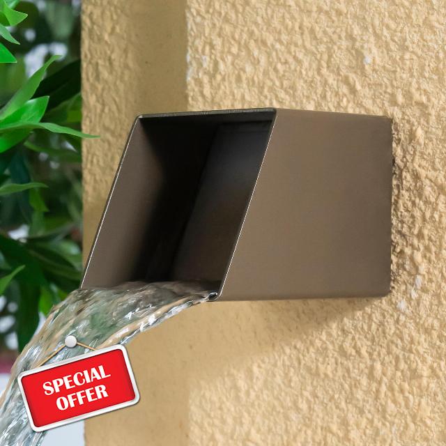 PONDO 4" Square Outdoor Water Fountain Spout - Stainless Steel 316 Spillway Scupper with Contemporary Design for Pools
