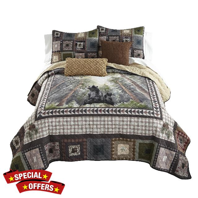 Donna Sharp King Bedding Set - 3 Piece - Looking Up Quilt Set with King Quilt and Two King Pillow Shams - Machine Washable